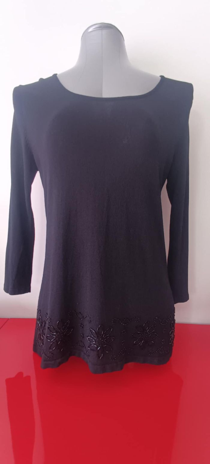 Haut Top T-shirt noir manches 3/4 "M&S mode" Taille EUR M 40/42