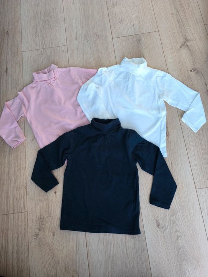 Lot de 3 sous-pull unis blanc / rose / bleu marine Bout'chou - Taille 24 mois