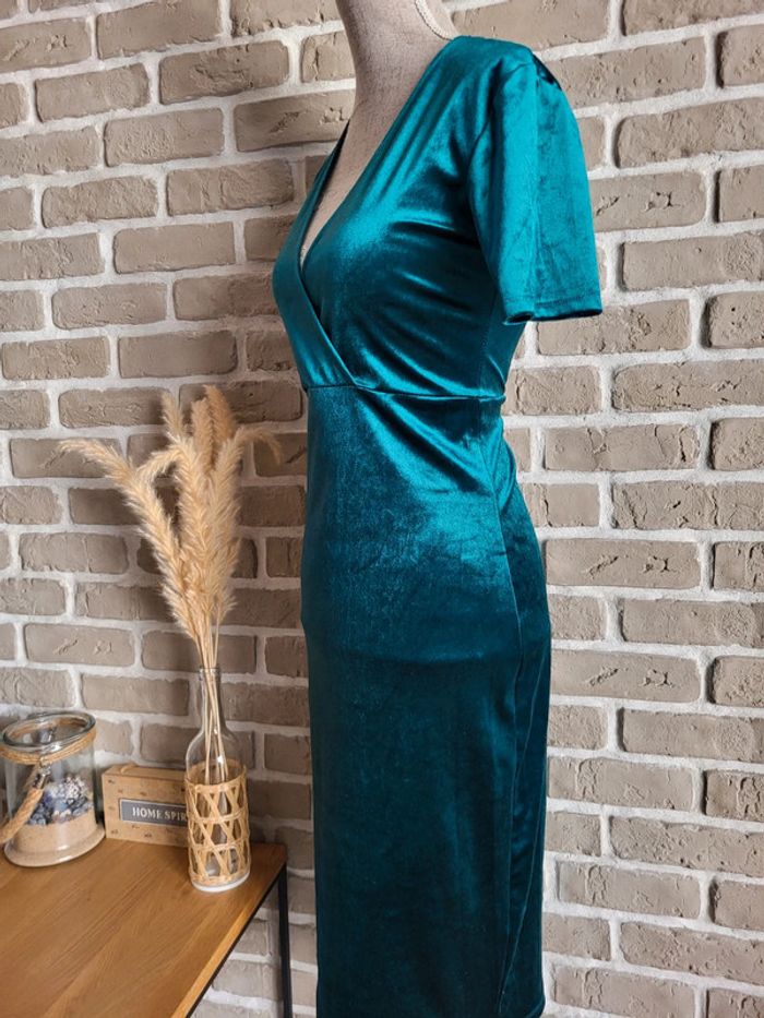 Robe en velours vert émeraude Zara - photo numéro 9