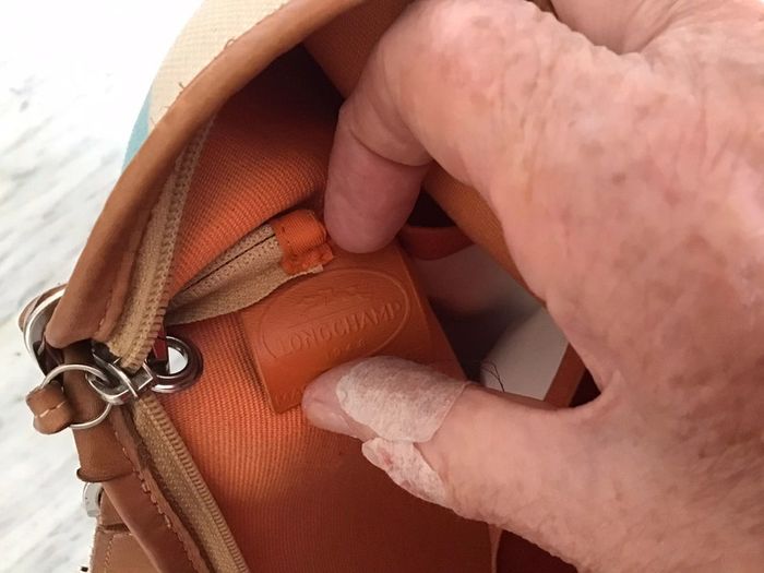 Sac toile et cuir rayé « Longchamp » deux faces de teintes differentes - photo numéro 7