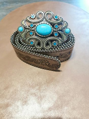Ceinture de cowboy country fleur turquoise