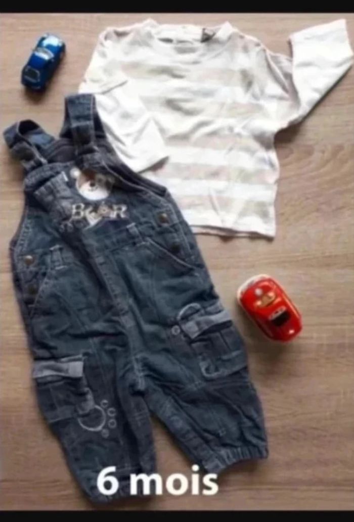 ensemble salopette et t shirt manches longues 3-6 mois / 62 cm Très bon état Kimbaloo