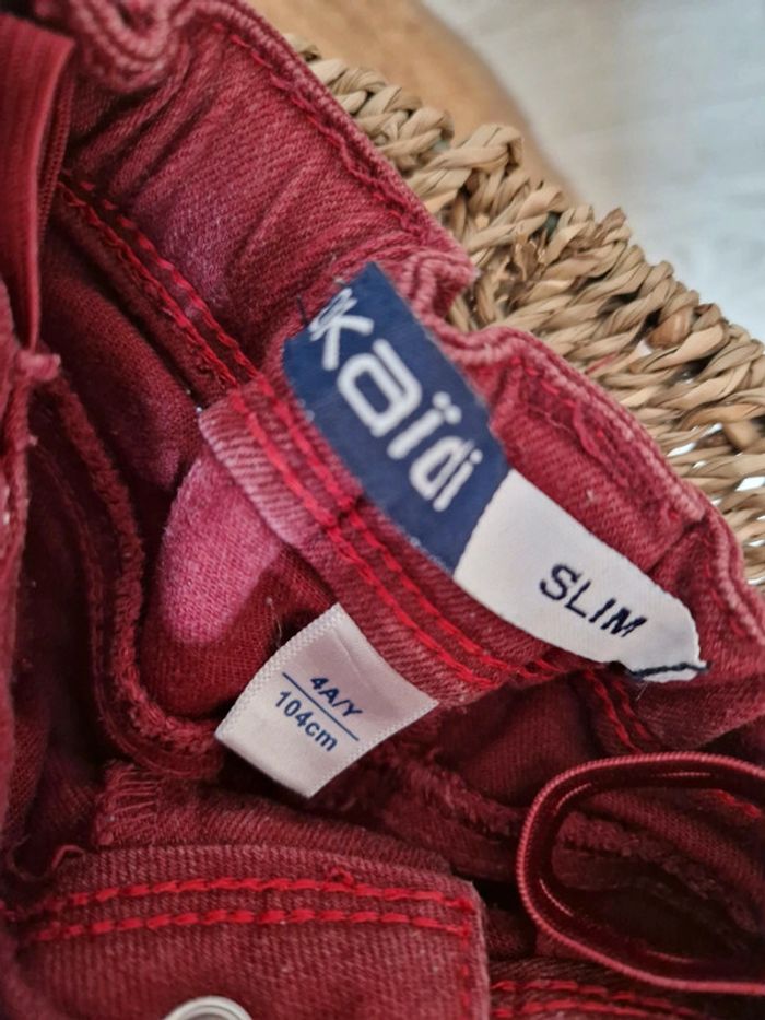 Jeans slim rouge bordeau Okaïdi 🦊4 ans🦊 - photo numéro 3