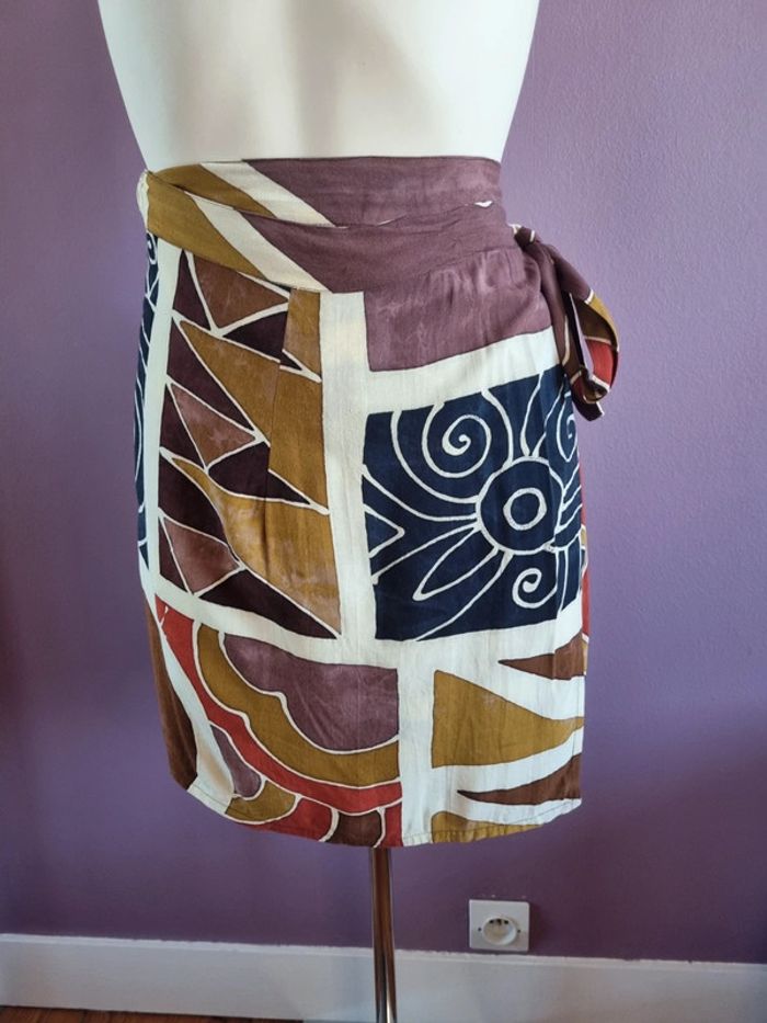 Vrai paréo vintage ton marron - photo numéro 2