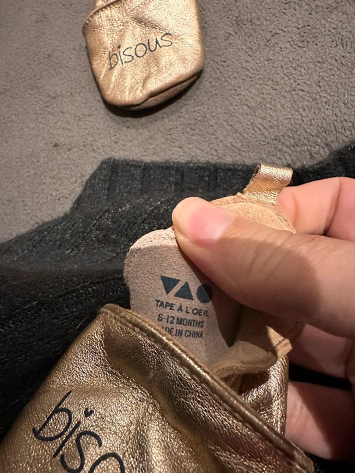 Chaussons en cuir doré Tape à l’œil 6/12 mois - photo numéro 2