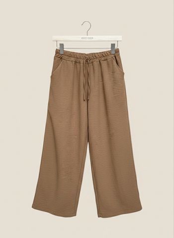 Pantalon marron fluide taille élastique – coupe large