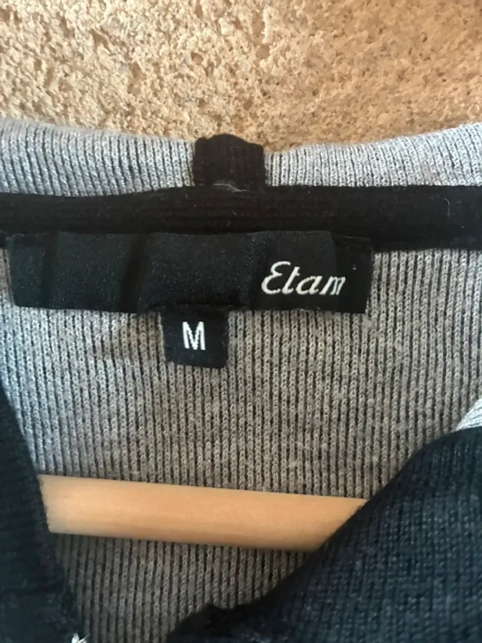 Veste zip à capuche noire et grise etam - photo numéro 3
