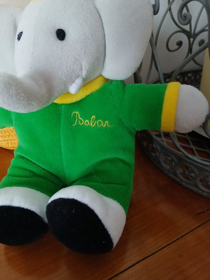 Doudou-Peluche Babar avec grelot *18 cm - photo numéro 4