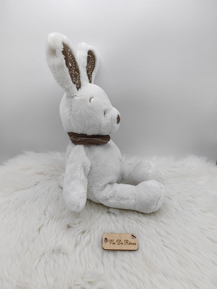 Doudou peluche Lapin blanc marron Bandana Nicotoy - photo numéro 2