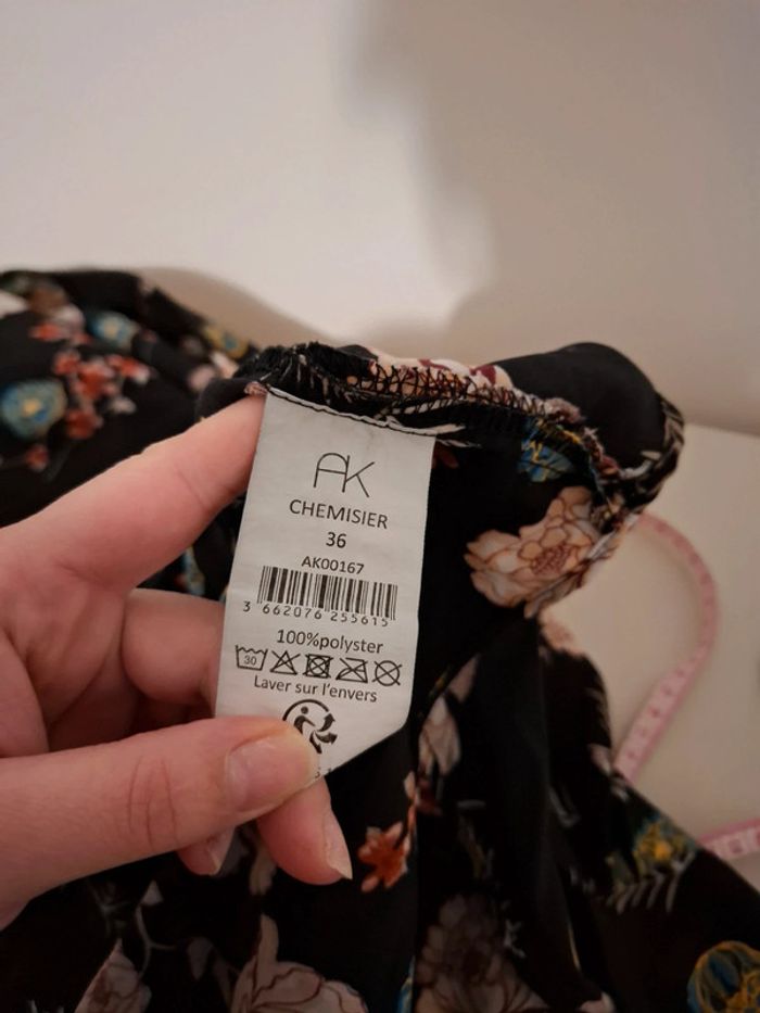 Blouse noire portefeuille Fleurie Anna karel taille S 36 - photo numéro 14