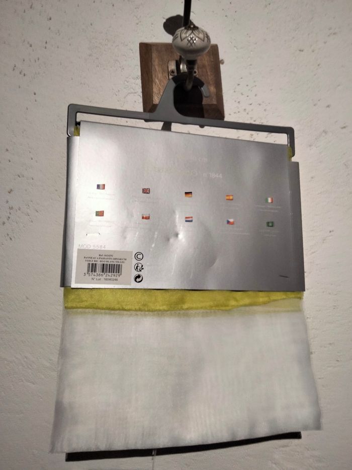 Voilage bicolore blanc/tilleul 140x240 - photo numéro 4