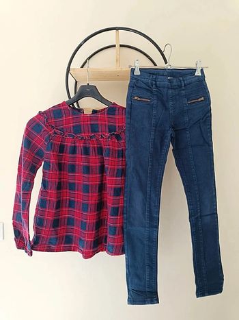 10-12 ans ensemble blouse Vertbaudet ( 12 taille plutôt petit) et pantalon tape a l'oeil (10 ans)