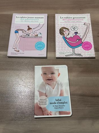 Lot de 3 livres thème grosse maternité bébé les paresseuses et bébé mode d’emploi