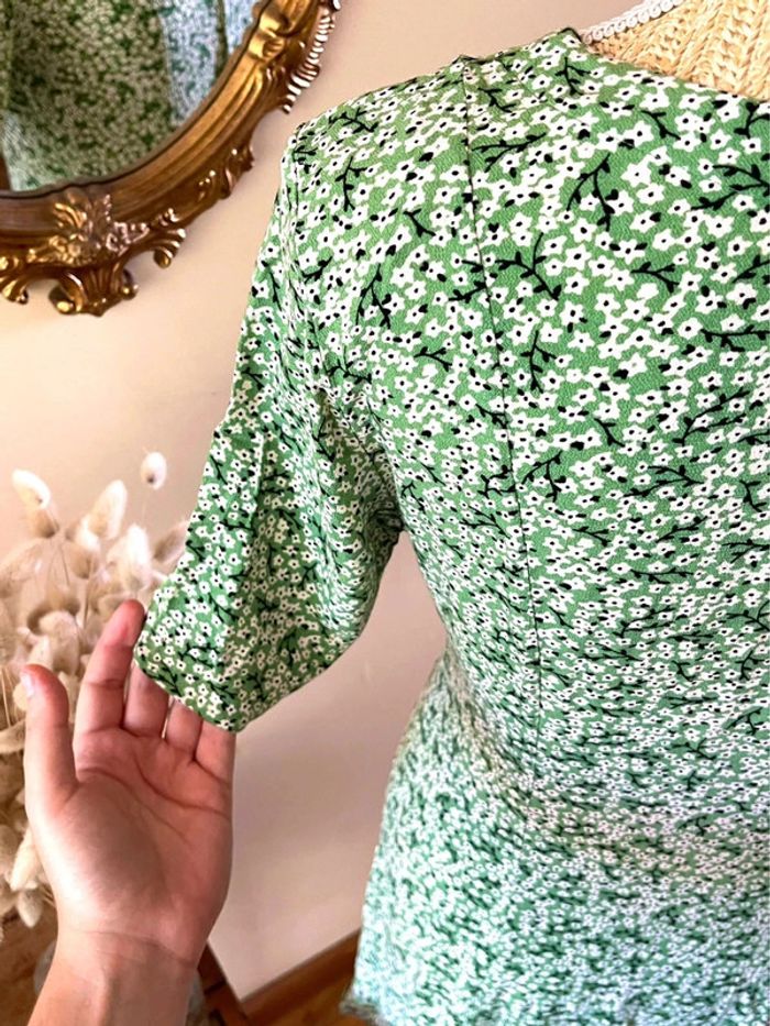 Robe Fleurie Verte - Monki - Taille XS - photo numéro 11