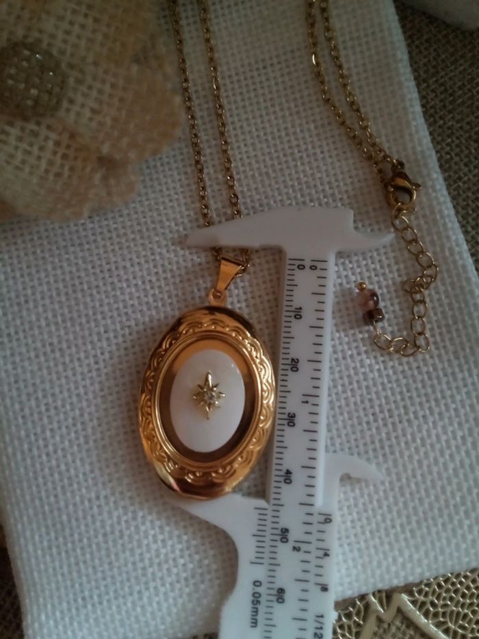 Collier médaillon ouvrable en n'acre naturelle - photo numéro 2