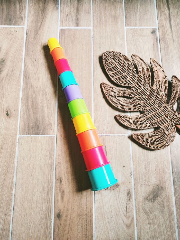 🌈Lot de 10 Plots/ gobelets en plastique avec motifs animaux à emboîter - photo numéro 2