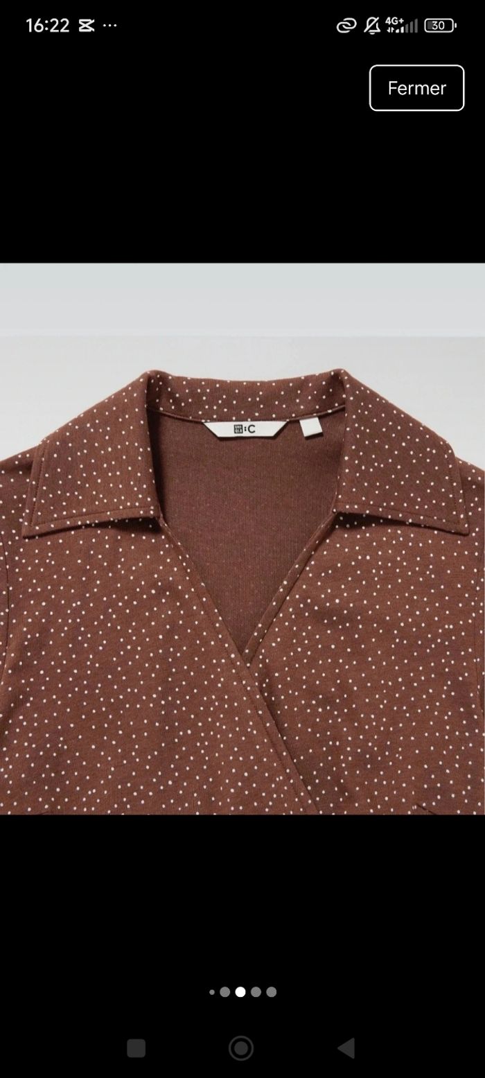 Magnifique robe port Uniqlo marron a petit pois - photo numéro 4