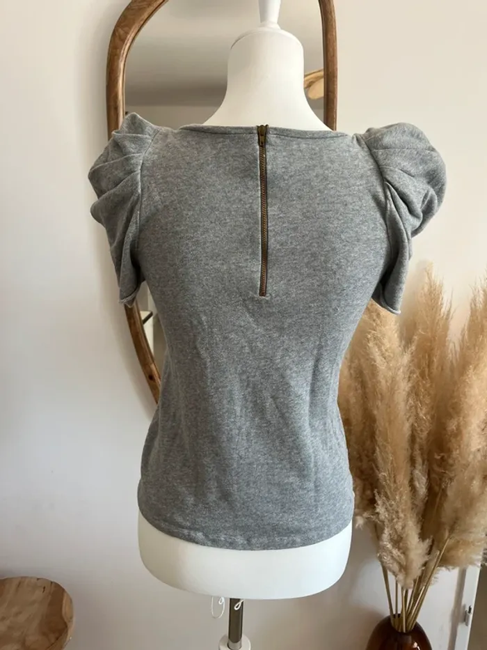 Haut manches courtes bouffantes gris Maje - photo numéro 6