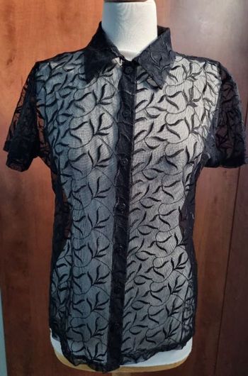 Chemise transparente effet dentelle avec broderie