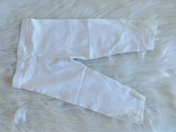 Beau legging court 5 ans été fille blanc et dentelle mollet - photo numéro 4