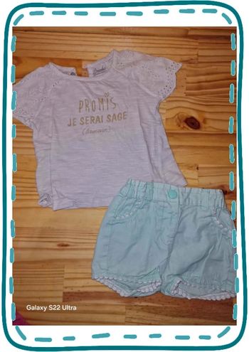 Ensemble t-shirt et short 9 mois