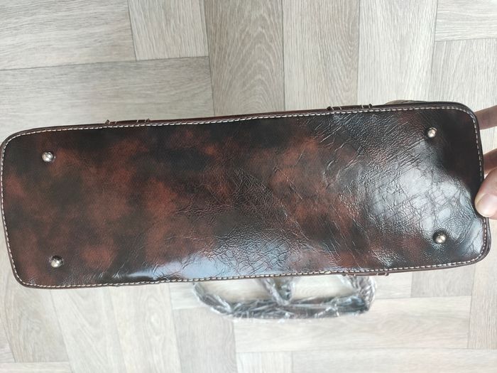 Sac à main neuf simili cuir doré marron croco - photo numéro 5