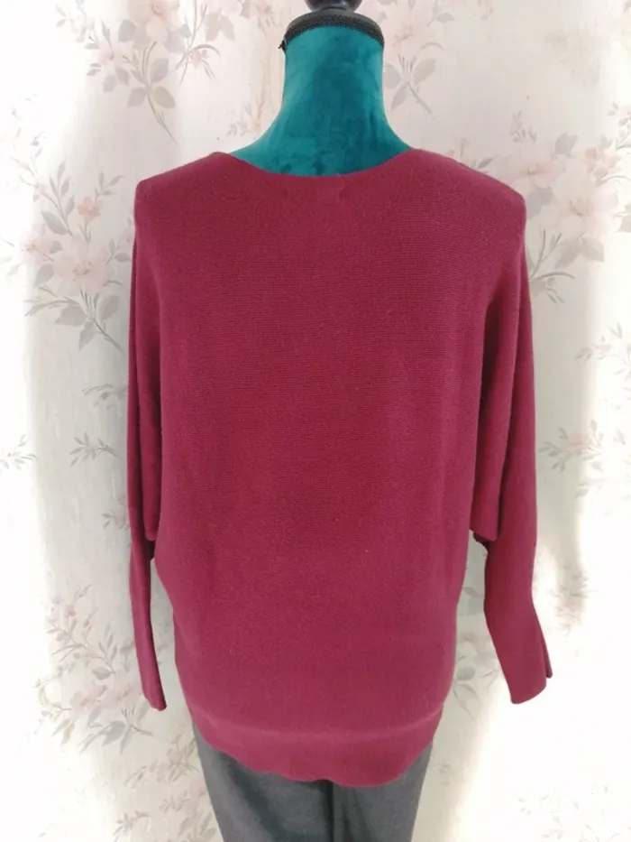 Pull bordeaux imprimé hibou manches chauve-souris / enzoria / (TU) - photo numéro 7