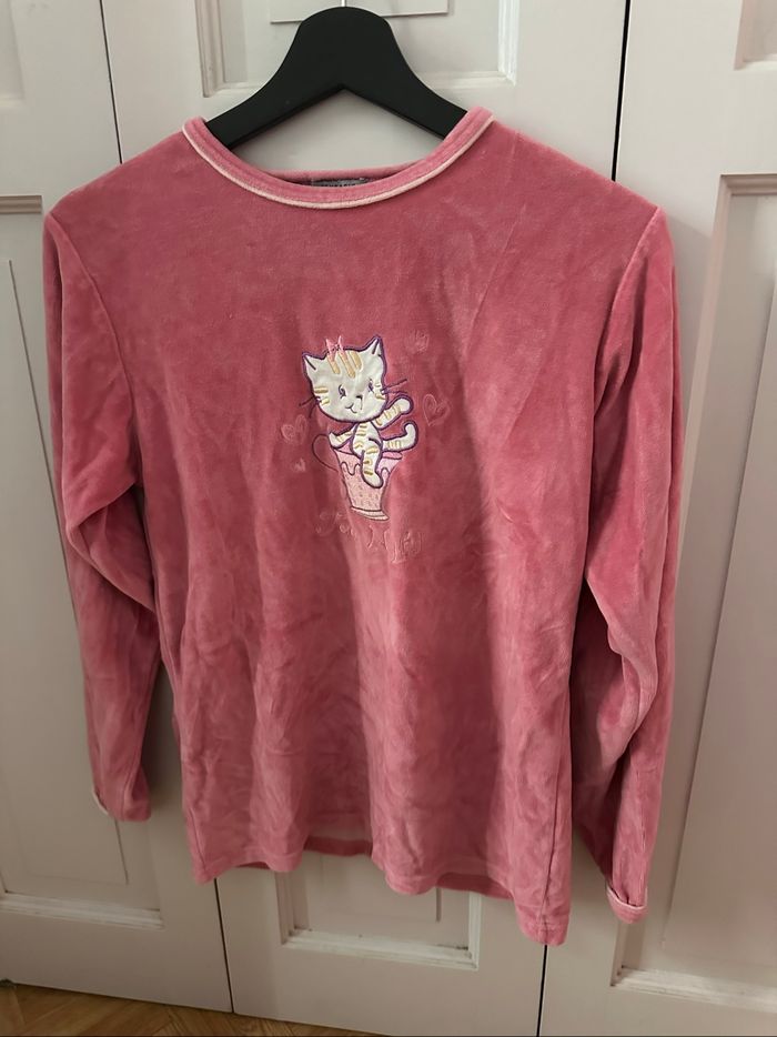 Haut de pyjama hiver sweat velours vintage