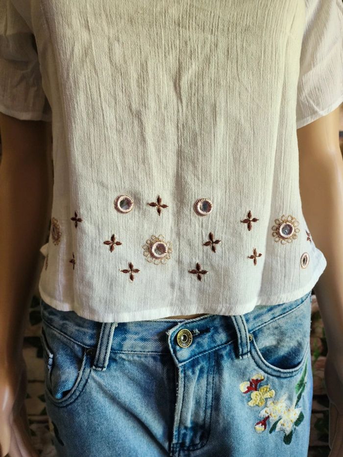 🌸T-shirt MC Blanc Kamksha Taille 36🌸 - photo numéro 3