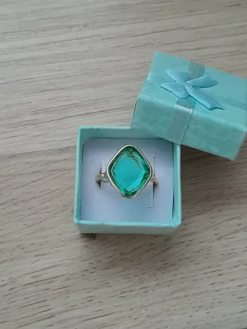 Bague style Bohème pierre couleur bleue claire (imitation aigue marine), taille 60