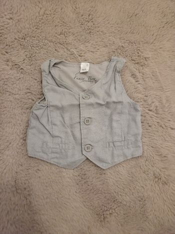 Gilet bébé gris chic 3 mois Tex comme neuf