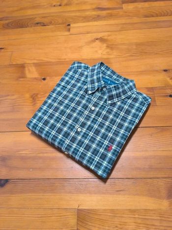 Chemise à carreaux - Ralph Lauren - Logo brodé rouge - Classic fit - Blanc, noir, bleu - Taille XL