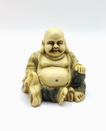 Petite figurine bouddha rieur collection zen vintage 5,5 cm en résine