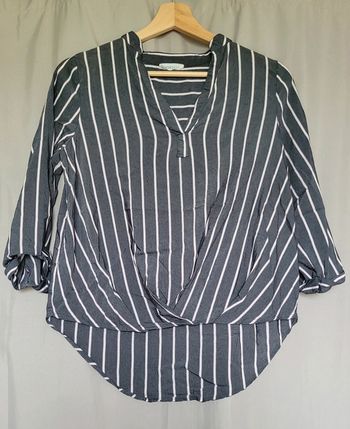 Chemisier femme gris rayé