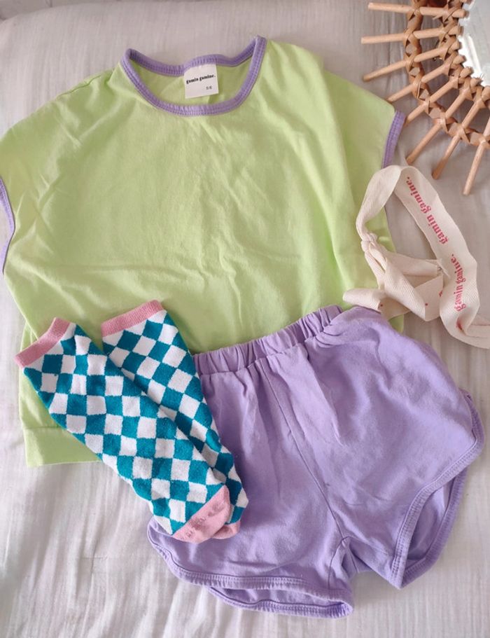 Ensemble mixte oversize – violet et vert – 5/6 ans - photo numéro 3