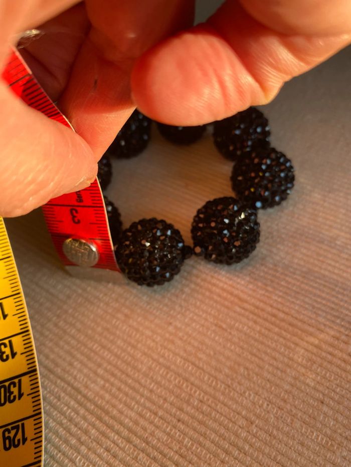 Bracelet en perles noires avec strass noirs - photo numéro 13