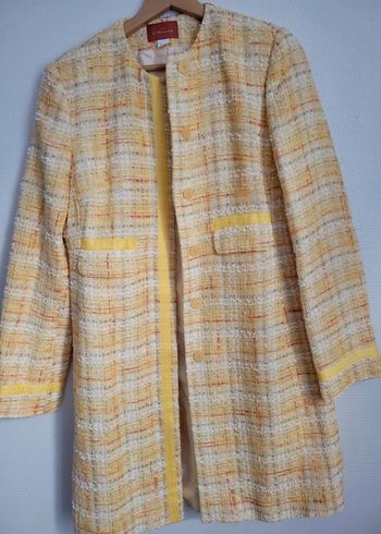Long blazer jaune à carreaux