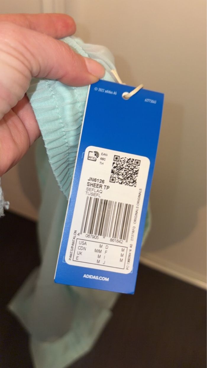 Neuf avec étiquette - Adidas Originals - Pantalon Large Sheer TP - Taille M - Vert Menthe - photo numéro 8