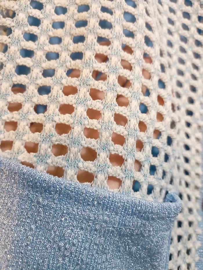 Gilet filet sans manches bleu clair - photo numéro 4