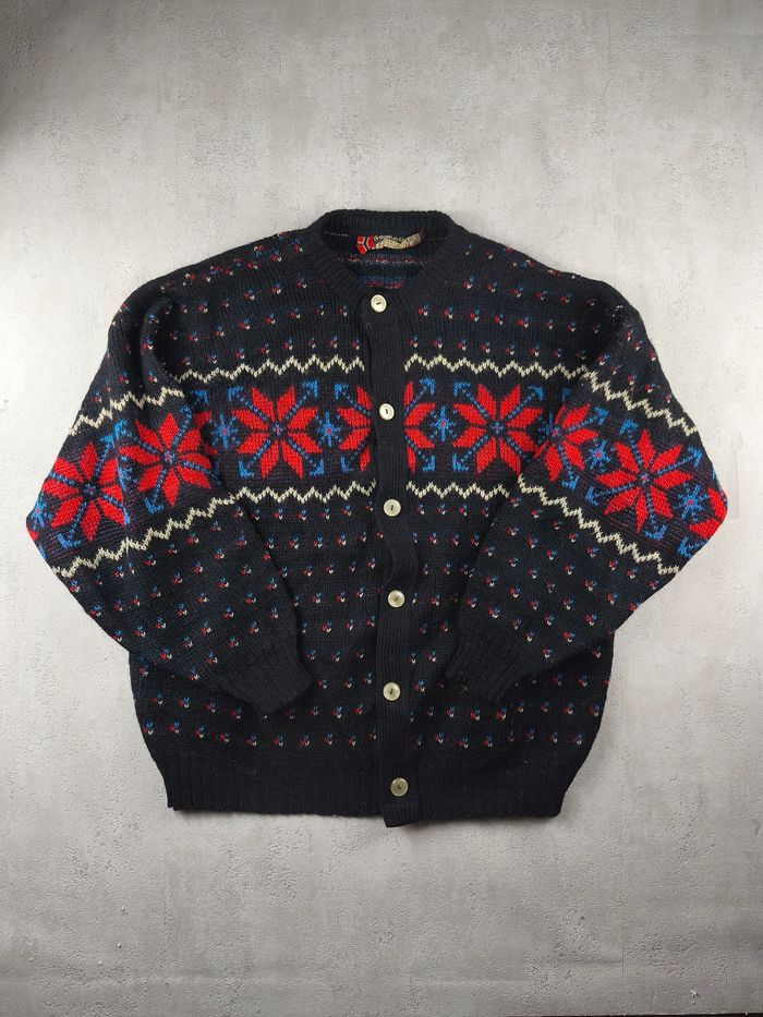 Cardigan Norlaender Sportswear Laine Made in Norway Vintage 80 90 Ethnique taille XL femme - photo numéro 5