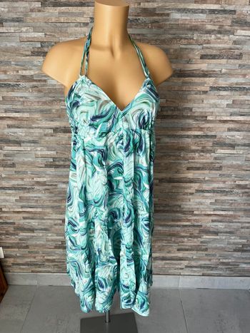 Robe bleu vert turquoise dos nu