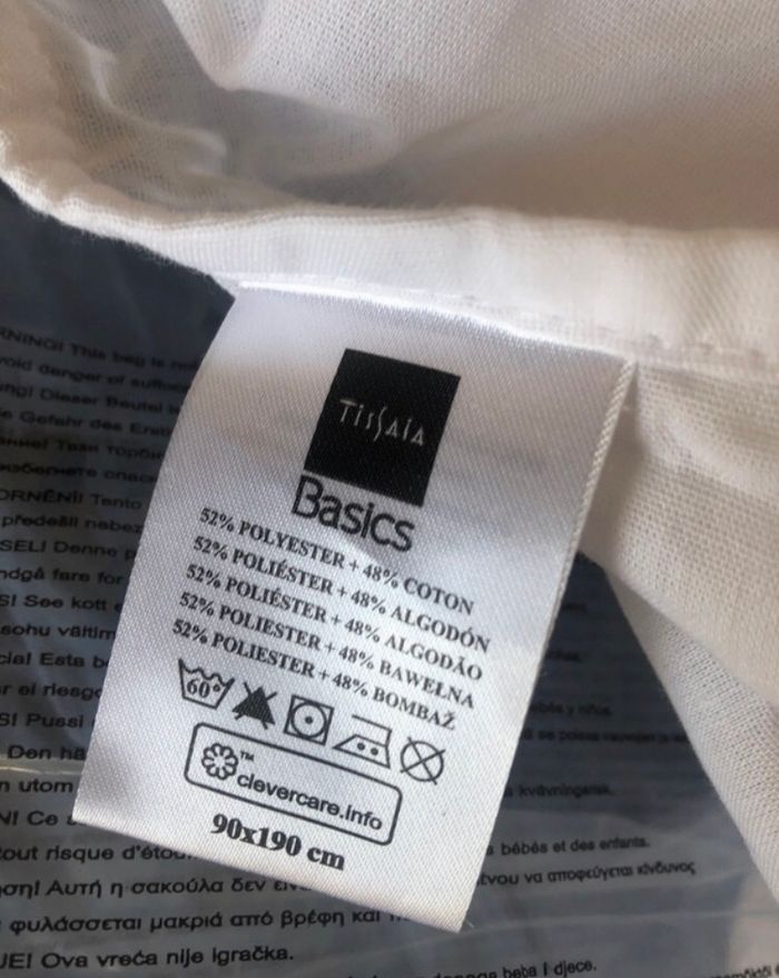 Drap housse tissaia neuf blanc 90 x 190 - photo numéro 14