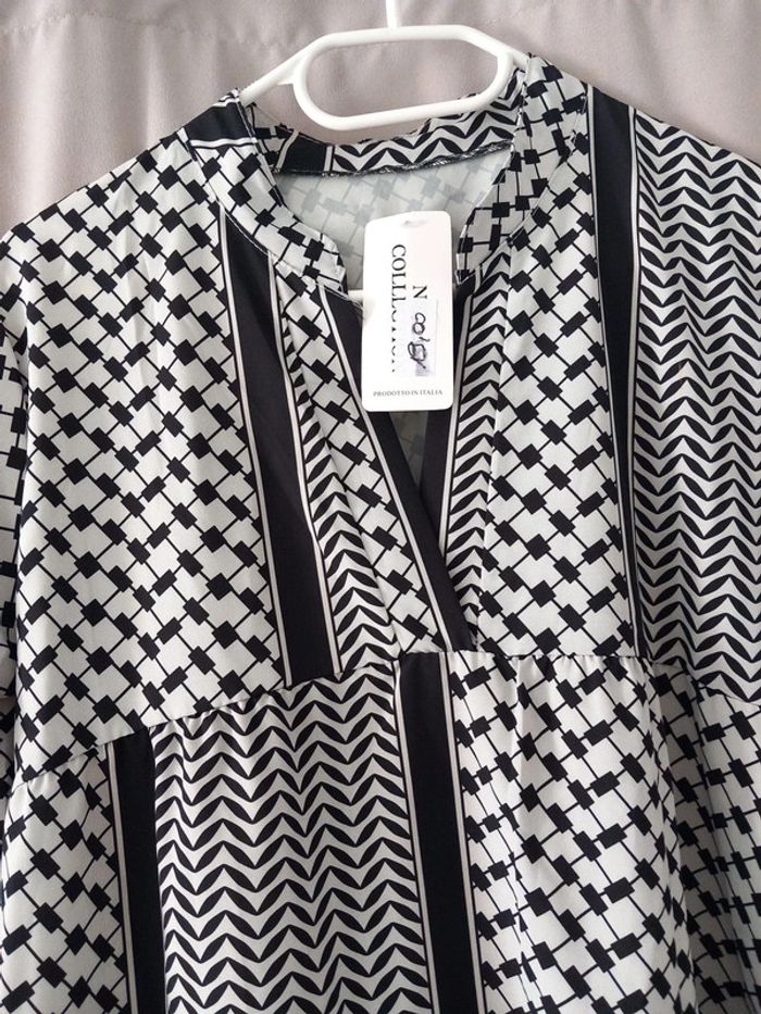 Robe courte manche 3/4 noire et blanche - photo numéro 2