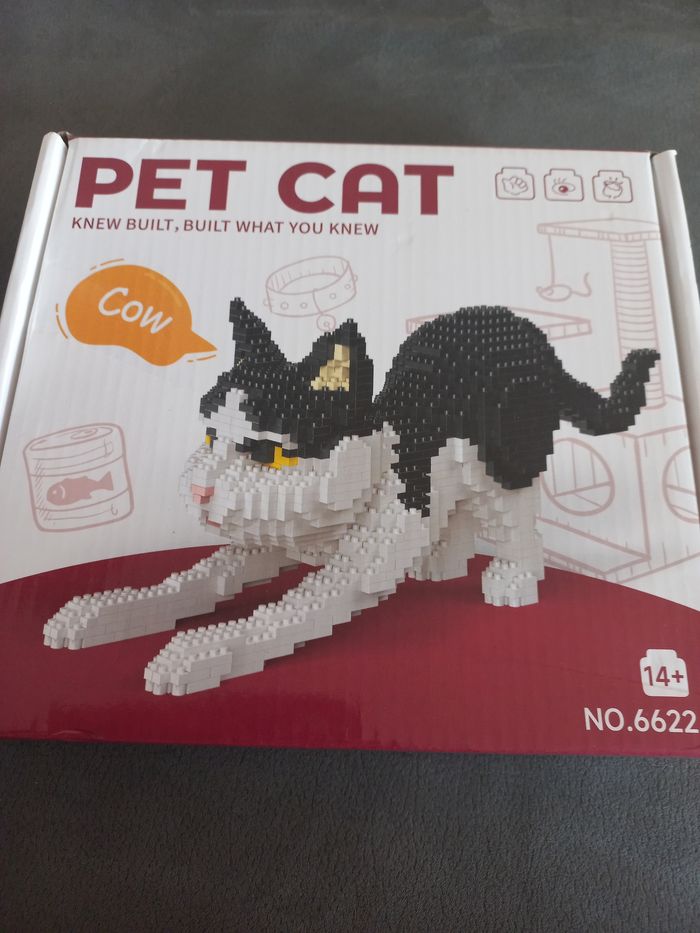 Construction chat noir et blanc mini brick blocks