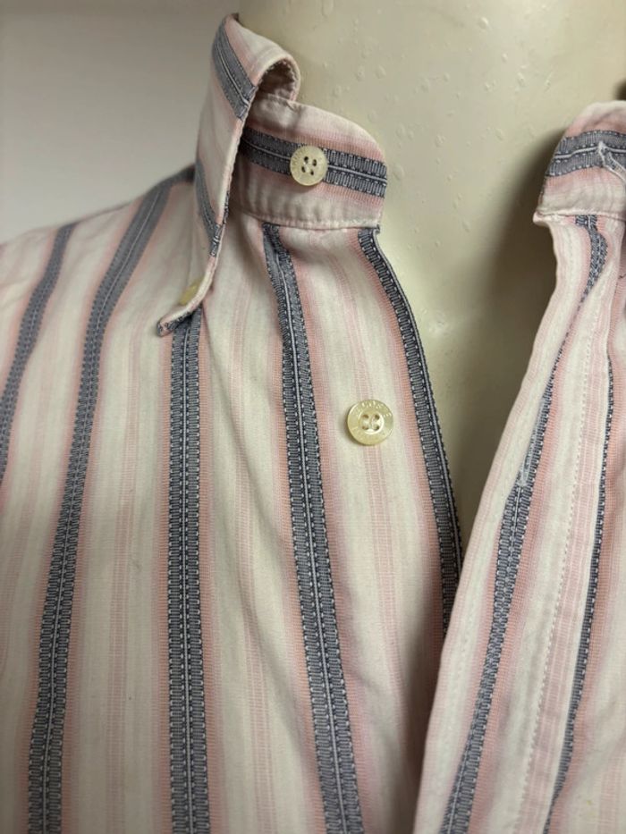 Chemise à rayures Lacoste homme - Taille 38 - Gris et rose pâle - photo numéro 7
