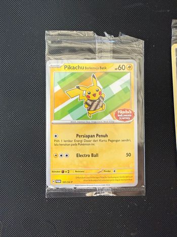 Lot de 2 Carte Pokemon Spéciale Indonésie Pikachu Berkemeja Batik 101/SV-P Poke Ball D + 1 carte promo pikachu Go scellées