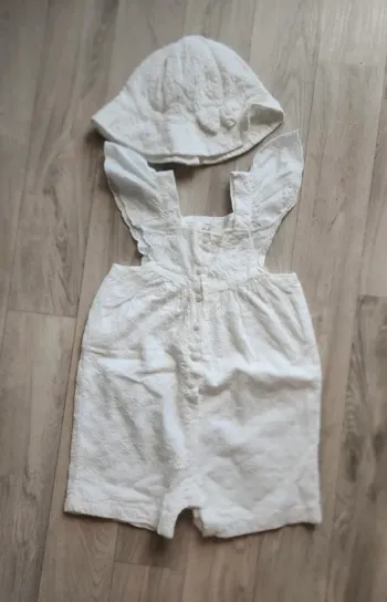 Combishort été chapeau broderie anglaise 92cm
