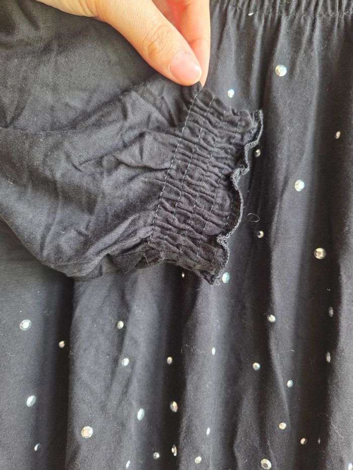 Blouse noire clockhouse à strass - taille L - photo numéro 3