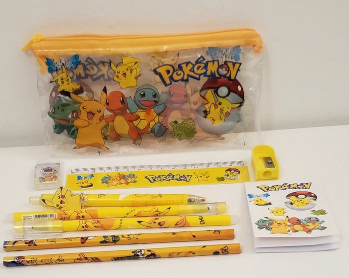 Pokémon Fournitures Scolaires NeuvesTrousse, Stylos, Crayons. Règle, Gomme, Bloc note, taille Crayon - photo numéro 10