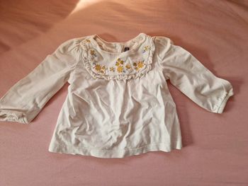 Tee-shirt manches longues fille Sergent Major blanc cassé fleuri 59 cm